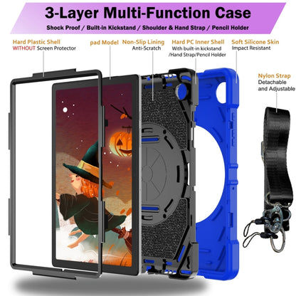 For Samsung Galaxy Tab A8 Bat Hand Grip Turntable Stand Tablet Case(Blue Black) - Other Galaxy Tab PC by buy2fix | Online Shopping UK | buy2fix