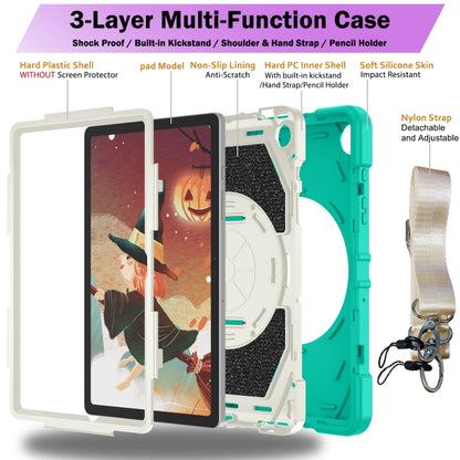 For Samsung Galaxy Tab A9+ Bat Hand Grip Turntable Stand Tablet Case(Mint Green White) - Galaxy Tab A9+ by buy2fix | Online Shopping UK | buy2fix