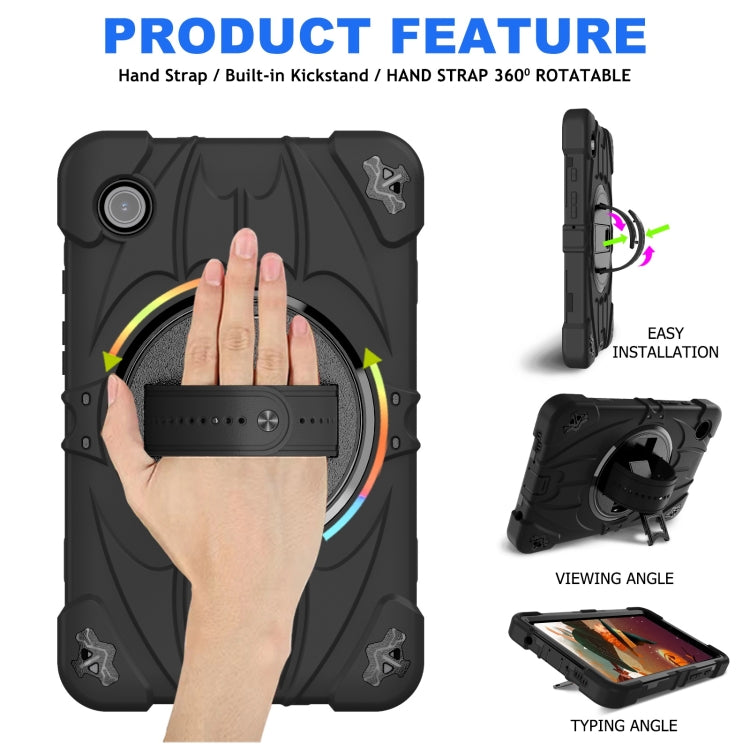 For Samsung Galaxy Tab A9 Bat Hand Grip Turntable Stand Tablet Case(Black) - Galaxy Tab A9 by buy2fix | Online Shopping UK | buy2fix