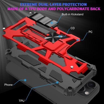 For iPhone 16 Pro Max Armor Shockproof TPU Hybrid PC Magnetic Phone Case with Holder(Red) - iPhone 16 Pro Max Cases by buy2fix | Online Shopping UK | buy2fix