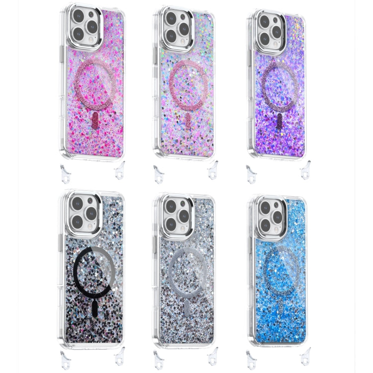 For iPhone 16 Pro Epoxy Glitter MagSafe Magnetic TPU Phone Case(White) - iPhone 16 Pro Cases by buy2fix | Online Shopping UK | buy2fix