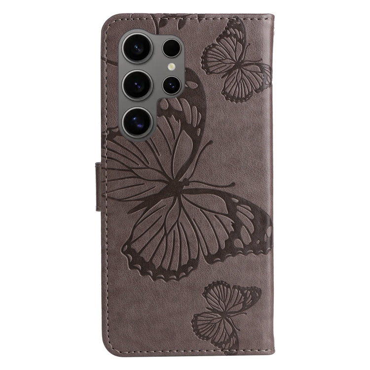 For Samsung Galaxy S25 Ultra 5G 3D Butterfly Embossed Pattern Flip Leather Phone Case(Grey) - Galaxy S25 Ultra 5G Cases by buy2fix | Online Shopping UK | buy2fix