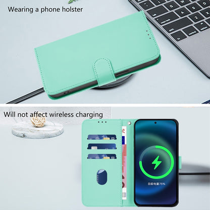 For OnePlus 11 Skin Feel Solid Color Leather Phone Case with Lanyard(Mint Green) - OnePlus Cases by buy2fix | Online Shopping UK | buy2fix