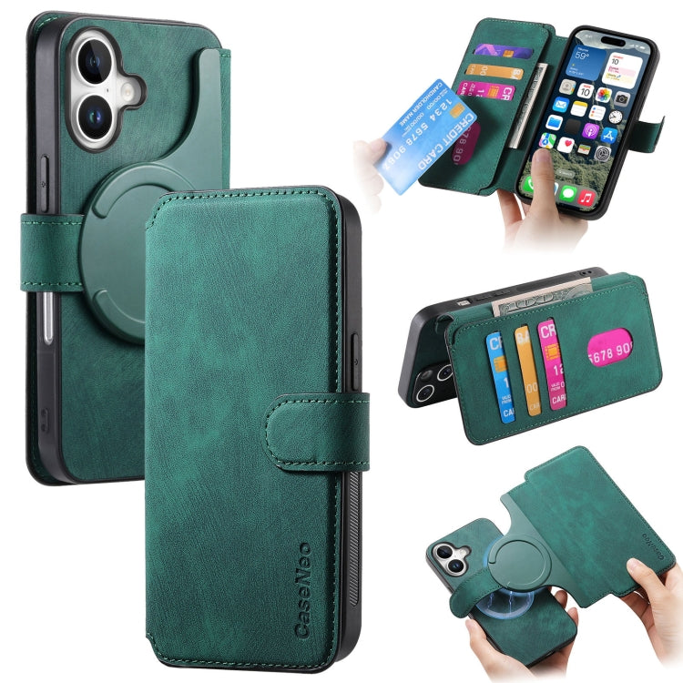 For iPhone 16 Plus CaseNeo MagSafe RFID Anti-theft Retro Leather Phone Case(Green) - iPhone 16 Plus Cases by CaseNeo | Online Shopping UK | buy2fix