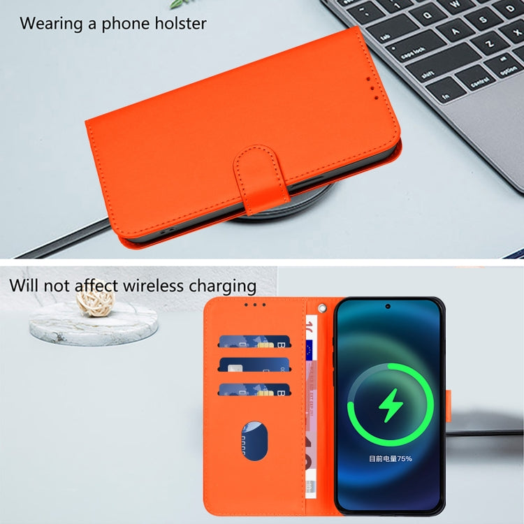 For iPhone 16 Pro Max Skin Feel Solid Color Leather Phone Case with Lanyard(Orange) - iPhone 16 Pro Max Cases by buy2fix | Online Shopping UK | buy2fix