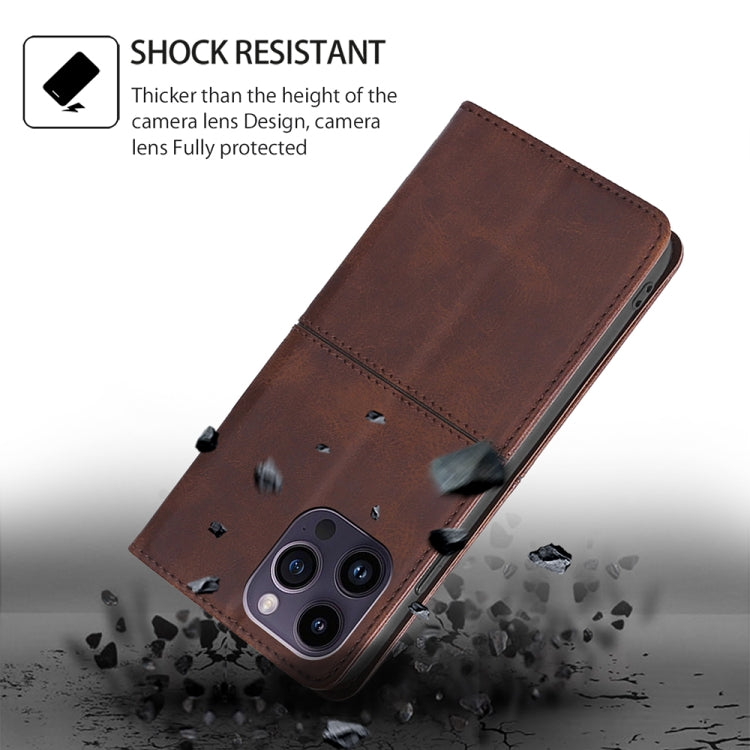 For iPhone 16 Pro Max Cow Texture Magnetic Leather Phone Case(Dark Brown) - iPhone 16 Pro Max Cases by buy2fix | Online Shopping UK | buy2fix