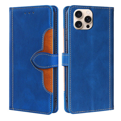 For iPhone 16 Pro Max Skin Feel Magnetic Buckle Leather Phone Case(Blue) - iPhone 16 Pro Max Cases by buy2fix | Online Shopping UK | buy2fix