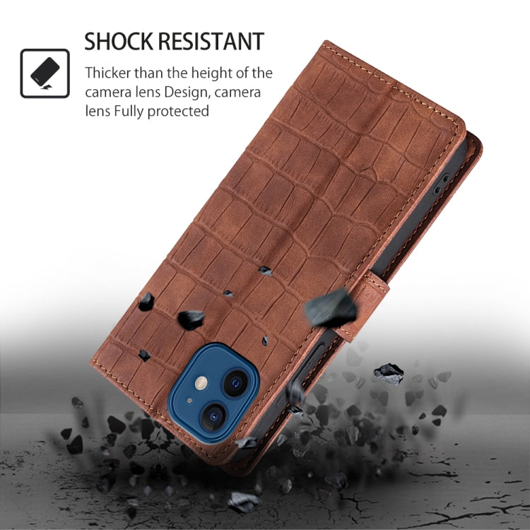 For iPhone 16 Pro Max Skin Feel Crocodile Magnetic Clasp Leather Phone Case(Brown) - iPhone 16 Pro Max Cases by buy2fix | Online Shopping UK | buy2fix