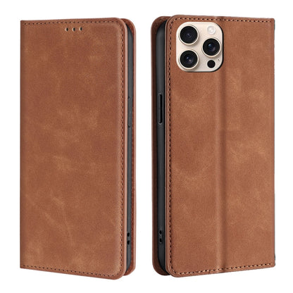 For iPhone 16 Pro Max Skin Feel Magnetic Leather Phone Case(Light Brown) - iPhone 16 Pro Max Cases by buy2fix | Online Shopping UK | buy2fix