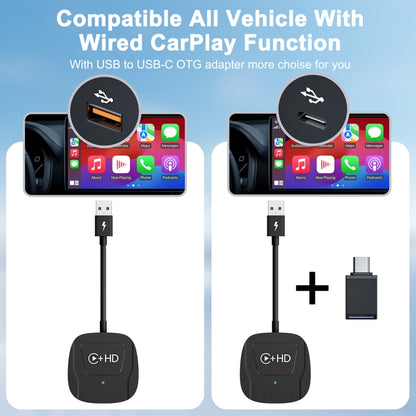 USB and HDMI Wired to Wireless CarPlay Auto Adapter, Specification:Square(Silver) - Bluetooth Adapters by buy2fix | Online Shopping UK | buy2fix