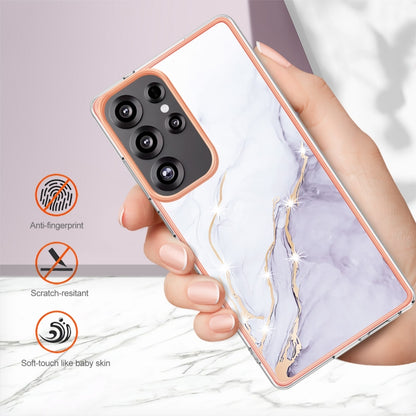 For Samsung Galaxy S25 Ultra 5G Electroplating Marble Pattern Dual-side IMD TPU Shockproof Phone Case(White 006) - Galaxy S25 Ultra 5G Cases by buy2fix | Online Shopping UK | buy2fix