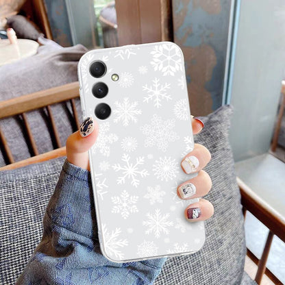 For Samsung Galaxy S25 5G Christmas Painted Pattern TPU Transparent Phone Case(Snowflakes) - Galaxy S25 5G Cases by buy2fix | Online Shopping UK | buy2fix