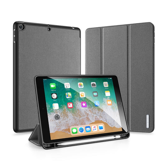 For iPad 9.7 inch(2017)/9.7 inch(2018)/iPad 6 DUX DUCIS Domo Series Horizontal Flip Magnetic PU Leather Case with Three-folding Holder & Pen Slot(Gray) - iPad 9.7 (2018) & (2017) Cases by DUX DUCIS | Online Shopping UK | buy2fix