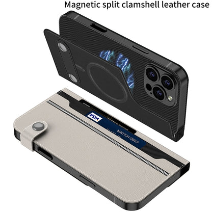 For iPhone 16 Pro Max GKK Detachable Flip Leather MagSafe Phone Case(Carbon Fiber) - iPhone 16 Pro Max Cases by GKK | Online Shopping UK | buy2fix