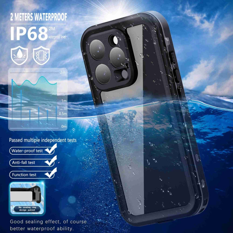 For iPhone 16 Pro RedPepper Transparent Dot IP68 Waterproof Triple-proof Phone Case(Black Dark Grey) - iPhone 16 Pro Cases by RedPepper | Online Shopping UK | buy2fix