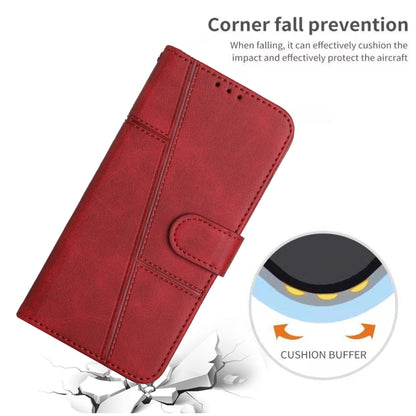 For Samsung Galaxy S25 / S24 5G Stitching Calf Texture Buckle Leather Phone Case(Red) - Galaxy S25 5G Cases by buy2fix | Online Shopping UK | buy2fix