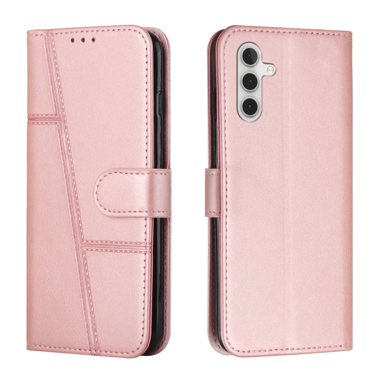 For Samsung Galaxy S25 / S24 5G Stitching Calf Texture Buckle Leather Phone Case(Rose Gold) - Galaxy S25 5G Cases by buy2fix | Online Shopping UK | buy2fix