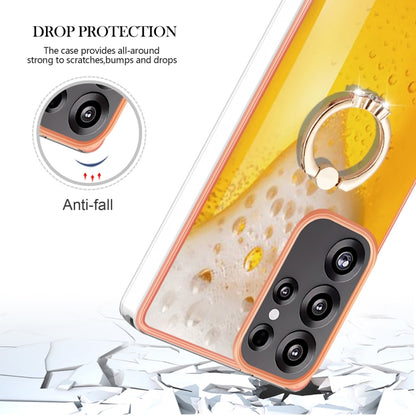 For Samsung Galaxy S25 Ultra 5G Electroplating Dual-side IMD Phone Case with Ring Holder(Draft Beer) - Galaxy S25 Ultra 5G Cases by buy2fix | Online Shopping UK | buy2fix