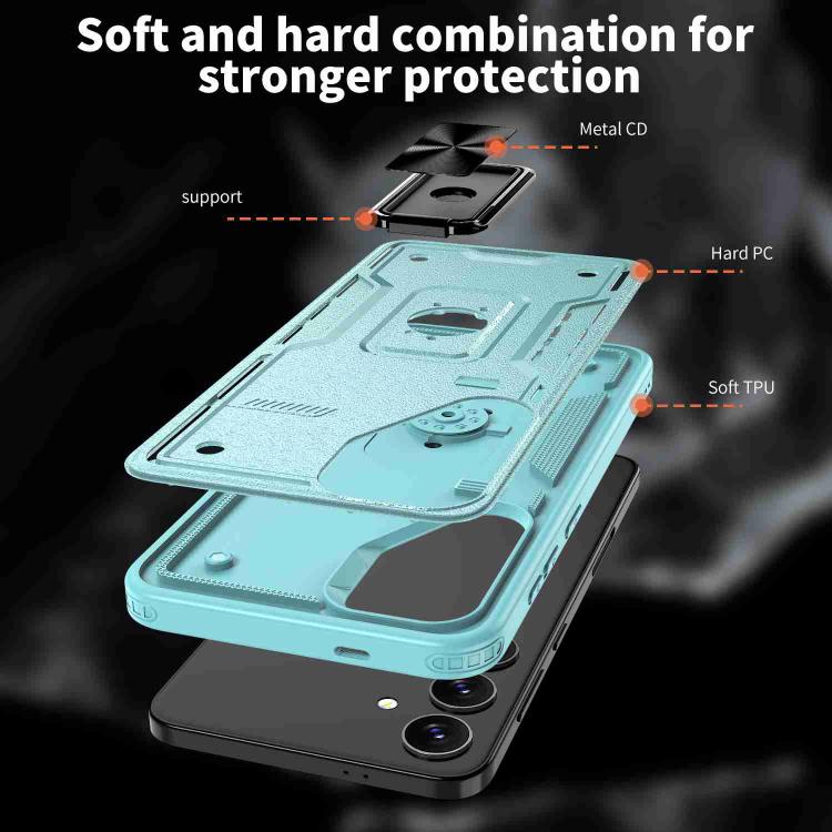 For Samsung Galaxy S25 5G Ring Holder PC Hybrid TPU Phone Case(Blue) - Galaxy S25 5G Cases by buy2fix | Online Shopping UK | buy2fix