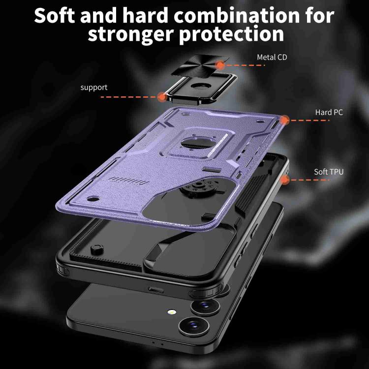 For Samsung Galaxy S25 5G Ring Holder PC Hybrid TPU Phone Case(Purple) - Galaxy S25 5G Cases by buy2fix | Online Shopping UK | buy2fix