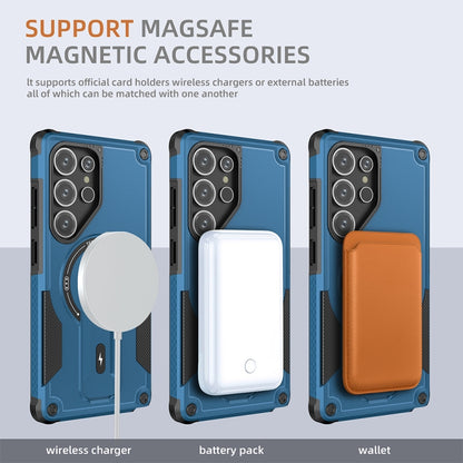 For Samsung Galaxy S25 Ultra 5G Armor MagSafe Holder PC Hybrid TPU Phone Case(Dark Blue) - Galaxy S25 Ultra 5G Cases by buy2fix | Online Shopping UK | buy2fix