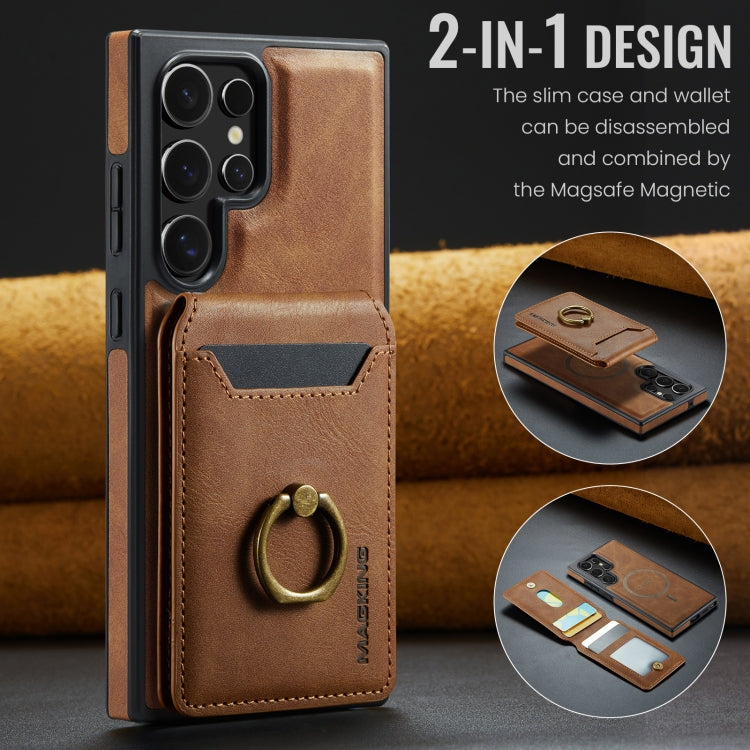 For Samsung Galaxy S23 Ultra 5G DG.MING K1 MagSafe Detachable Wallet RFID Back Cover Phone Case(Brown) - Galaxy S23 Ultra 5G Cases by DG.MING | Online Shopping UK | buy2fix