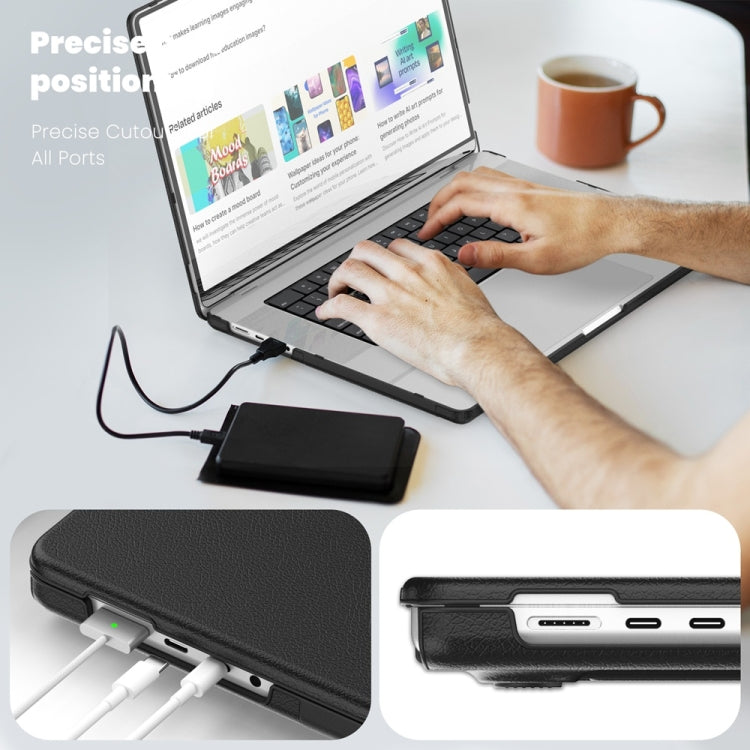 For MacBook Pro 16.2 inch A2991 / A2485 Business Magnetic Holder PC + PU Laptop Protective Case(Black) - MacBook Pro Cases by buy2fix | Online Shopping UK | buy2fix