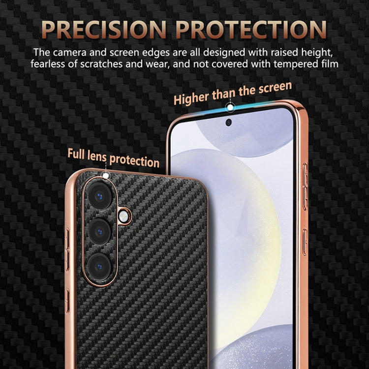 For Samsung Galaxy S25 5G AZNS Electroplated Edge Carbon Fiber Texture Phone Case(Black) - Galaxy S25 5G Cases by AZNS | Online Shopping UK | buy2fix