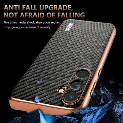 For Samsung Galaxy S25 5G AZNS Electroplated Edge Carbon Fiber Texture Phone Case(Brown) - Galaxy S25 5G Cases by AZNS | Online Shopping UK | buy2fix