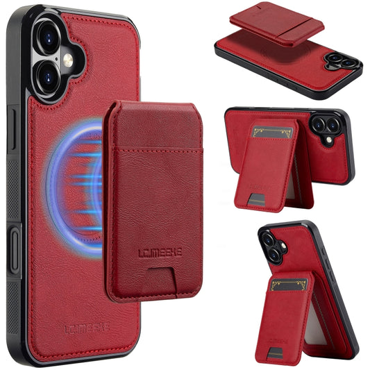 For iPhone 16 Plus LC.IMEEKE L3 Series Detachable RFID Card Bag Magsafe Phone Case(Red) - iPhone 16 Plus Cases by LC.IMEEKE | Online Shopping UK | buy2fix