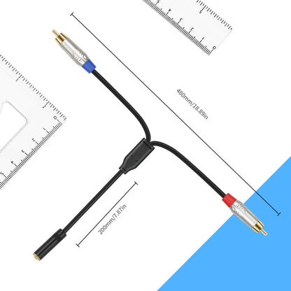 3.5mm 1/8 TRS Stereo Female to Dual RCA Male Y-type Audio Cable, Length:50cm - Microphone Audio Cable & Connector by buy2fix | Online Shopping UK | buy2fix