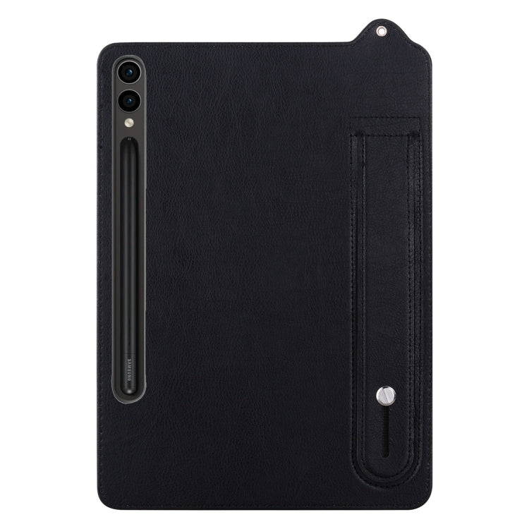 For Samsung Galaxy Tab S10+ / S9+ / S8+ TPU Leather Back Tablet Case with Wristband(Black) - Tab S10+ Cases by buy2fix | Online Shopping UK | buy2fix