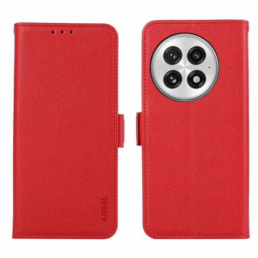 For OnePlus 13 ABEEL Side-Magnetic Litchi Pattern Leather RFID Phone Case(Red) - OnePlus Cases by buy2fix | Online Shopping UK | buy2fix