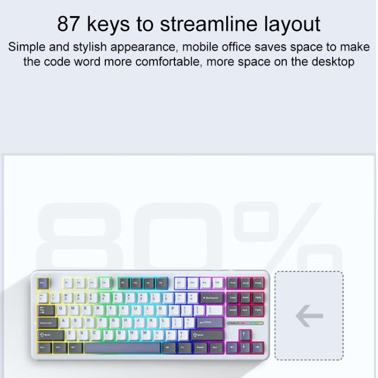 AULA F87 Pro 87 Keys Wired/2.4G/Bluetooth Three Model Customized RGB Mechanical Keyboard(Space Golden Shaft) - Wireless Keyboard by AULA | Online Shopping UK | buy2fix