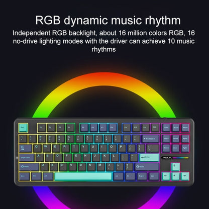 AULA F87 Pro 87 Keys Wired/2.4G/Bluetooth Three Model Customized RGB Mechanical Keyboard(Space Golden Shaft) - Wireless Keyboard by AULA | Online Shopping UK | buy2fix