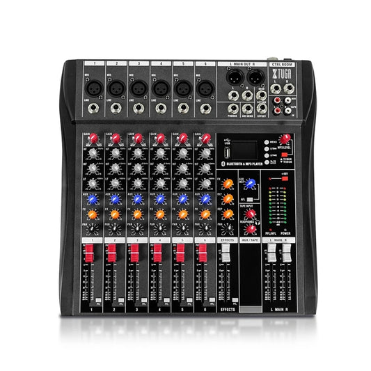 XTUGA CT60X 6-Channels Audio Mixer DJ Mixing Console with 48V Power Supply(EU Plug) - Live Sound Effects Processors by XTUGA | Online Shopping UK | buy2fix