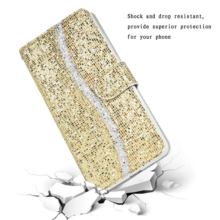 For Samsung Galaxy S25+ 5G Glitter Powder Filp Leather Phone Case(Gold) - Galaxy S25+ 5G Cases by buy2fix | Online Shopping UK | buy2fix