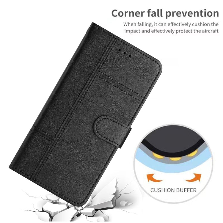 For OnePlus 13 Cowhide Texture Stitching Leather Phone Case(Black) - OnePlus Cases by buy2fix | Online Shopping UK | buy2fix