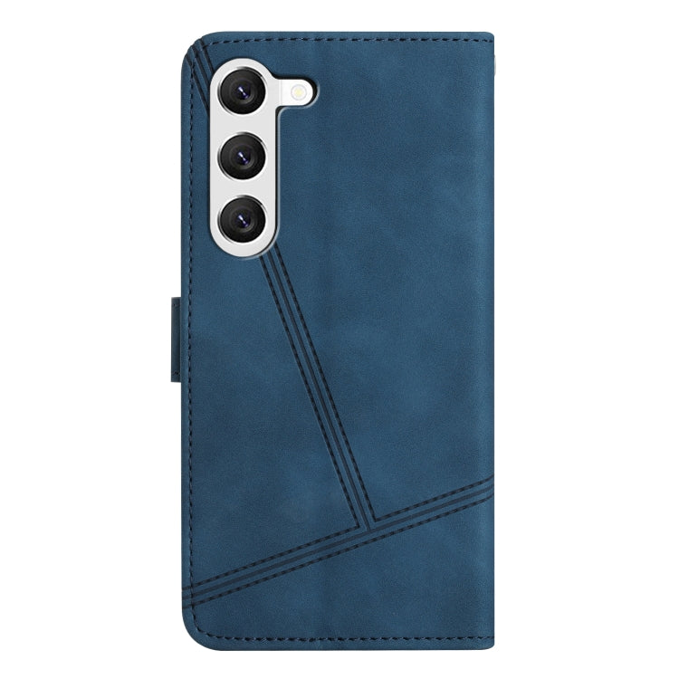 For Samsung Galaxy S25 5G Skin-feel Stitching Leather Phone Case(Blue) - Galaxy S25 5G Cases by buy2fix | Online Shopping UK | buy2fix