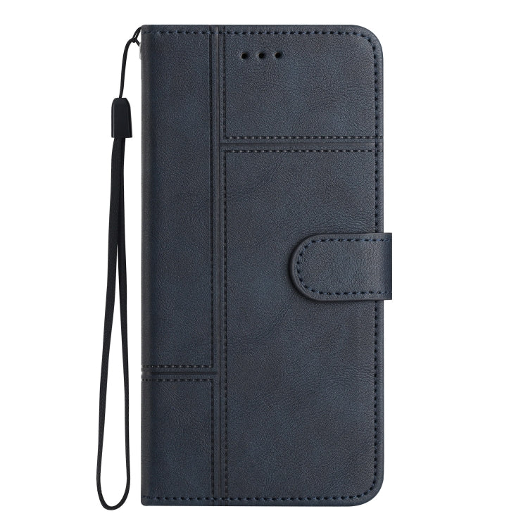 For Samsung Galaxy S25+ 5G Cowhide Texture Stitching Leather Phone Case(Dark Blue) - Galaxy S25+ 5G Cases by buy2fix | Online Shopping UK | buy2fix