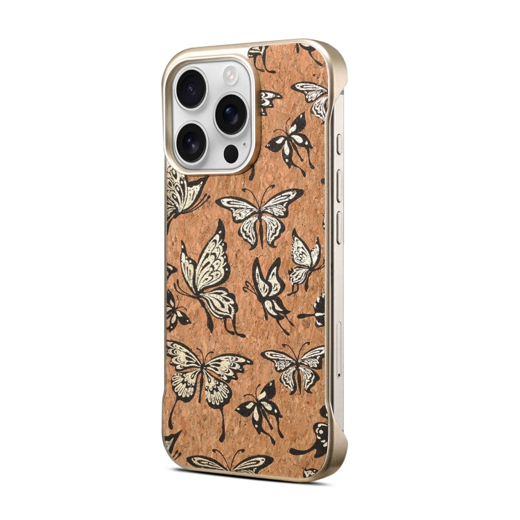 For iPhone 16 Pro Denior A18 WoodenPaint MagSafe Phone Case(Butterflies) - iPhone 16 Pro Cases by Denior | Online Shopping UK | buy2fix