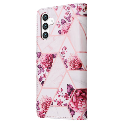 For Samsung Galaxy S25 5G Marble Bronzing Stitching Leather Phone Case(Rose Gold) - Galaxy S25 5G Cases by buy2fix | Online Shopping UK | buy2fix