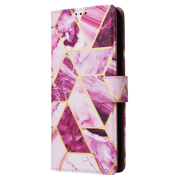 For Samsung Galaxy S25 5G Marble Bronzing Stitching Leather Phone Case(Purple) - Galaxy S25 5G Cases by buy2fix | Online Shopping UK | buy2fix