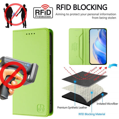 For Samsung Galaxy S24 / S25 5G RC01 Dual-Folded Magnetic Suction RFID Leather Phone Case(Grass Green) - Galaxy S25 5G Cases by buy2fix | Online Shopping UK | buy2fix