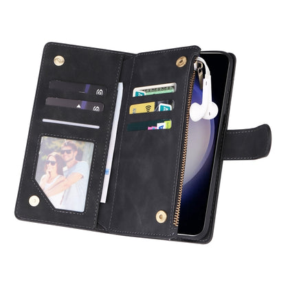 For Samsung Galaxy S25 5G Multifunctional Frosted Zipper Wallet Leather Phone Case(Black) - Galaxy S25 5G Cases by buy2fix | Online Shopping UK | buy2fix