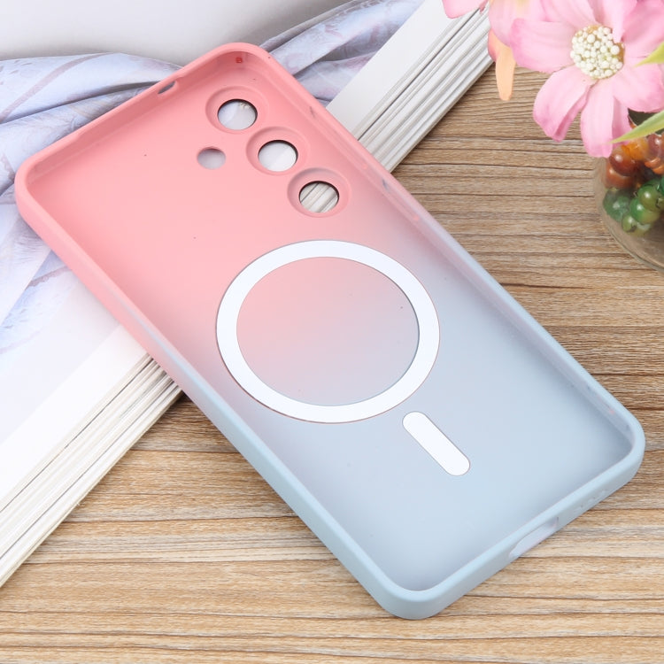 For Samsung Galaxy S25+ 5G Liquid TPU Silicone Gradient MagSafe Phone Case(Pink Blue) - Galaxy S25+ 5G Cases by buy2fix | Online Shopping UK | buy2fix