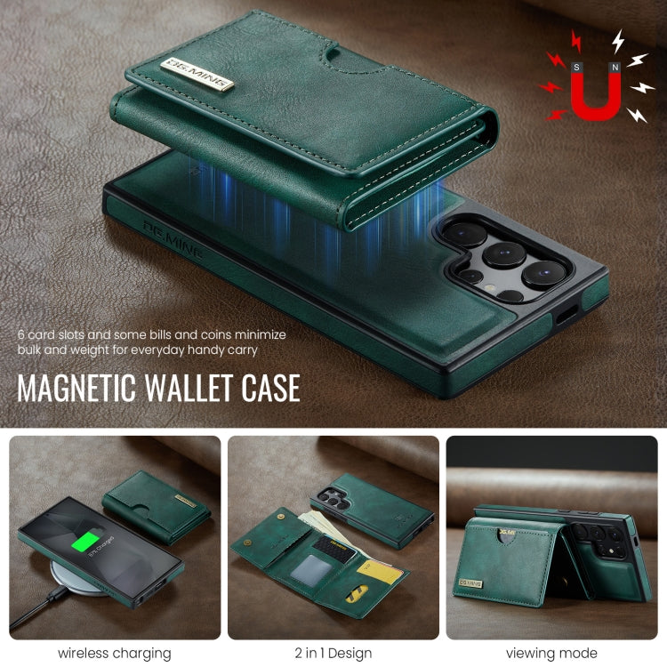 For Samsung Galaxy S24 Ultra 5G DG.MING M6 Series RFID Tri-fold Card Bag Removable Leather Phone Case(Green) - Galaxy S24 Ultra 5G Cases by DG.MING | Online Shopping UK | buy2fix