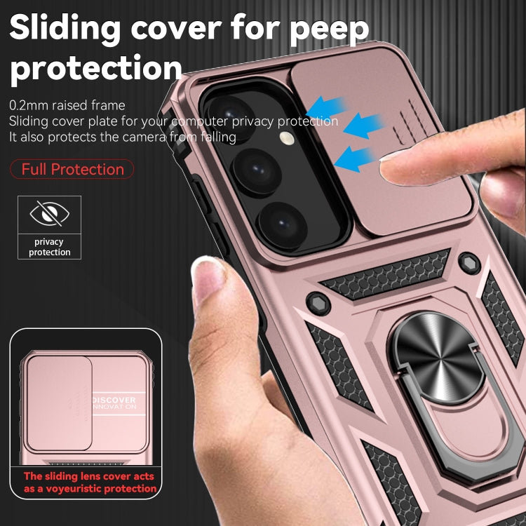 For Samsung Galaxy S25+ 5G Sliding Camshield Holder Phone Case(Rose Gold) - Galaxy S25+ 5G Cases by buy2fix | Online Shopping UK | buy2fix