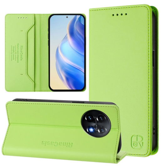 For OnePlus 11 RC01 Dual-Folded Magnetic Suction RFID Leather Phone Case(Grass Green) - OnePlus Cases by buy2fix | Online Shopping UK | buy2fix