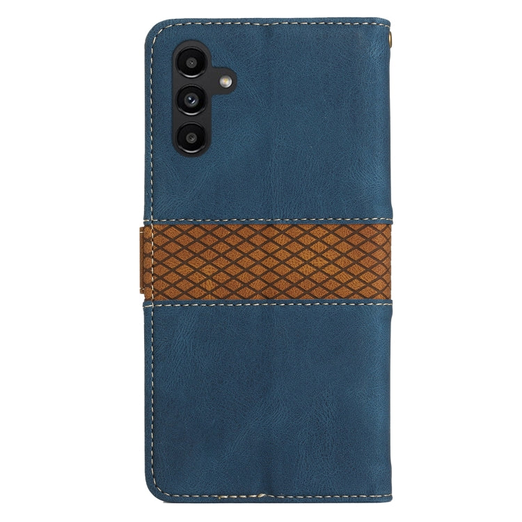 For Samsung Galaxy S25+ 5G Grid Stitching Leather Phone Case with Lanyard(Blue) - Galaxy S25+ 5G Cases by buy2fix | Online Shopping UK | buy2fix